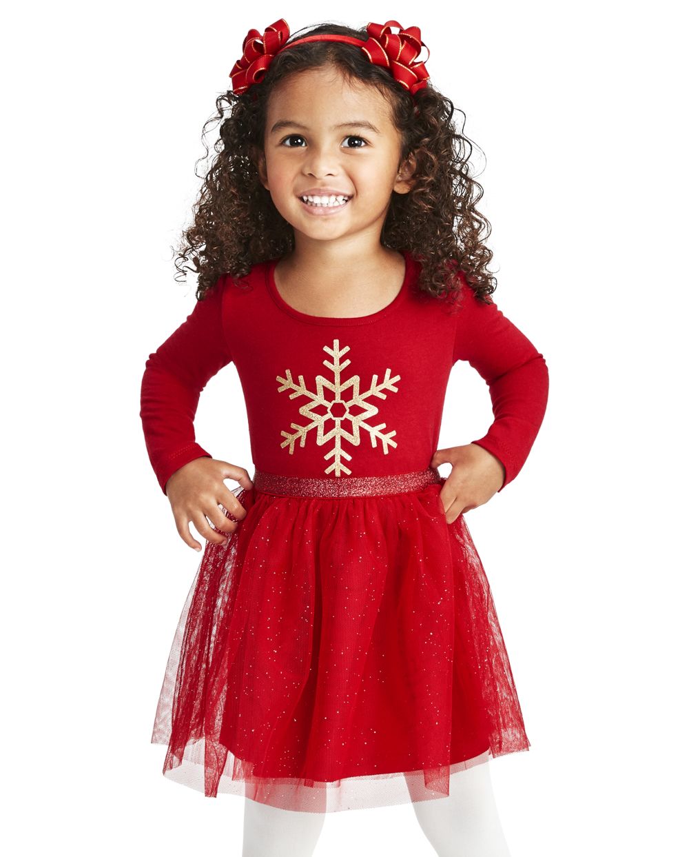 

s Toddler Glitter Snowflake Knit To Woven Tutu Dress - Red - The Children's Place