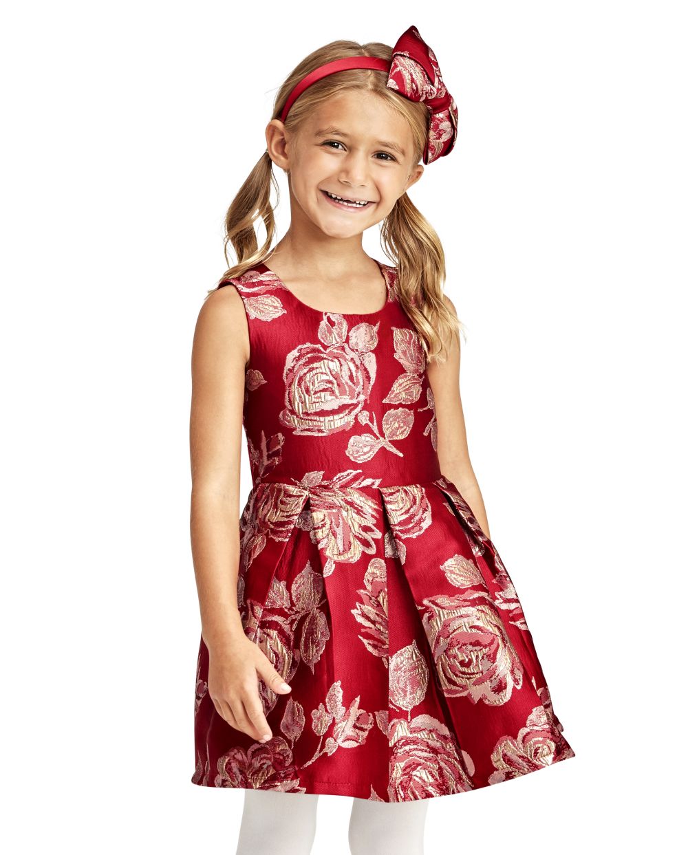 

s Toddler Mommy And Me Metallic Rose Jacquard Matching Dress - Red - The Children's Place