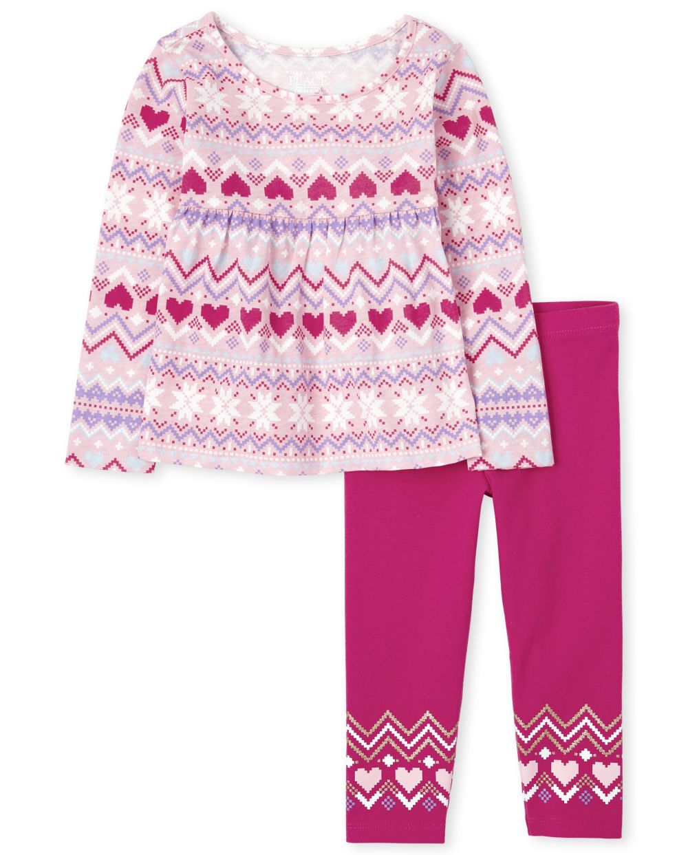 

Baby Girls Toddler Fairisle Outfit Set - Pink - The Children's Place