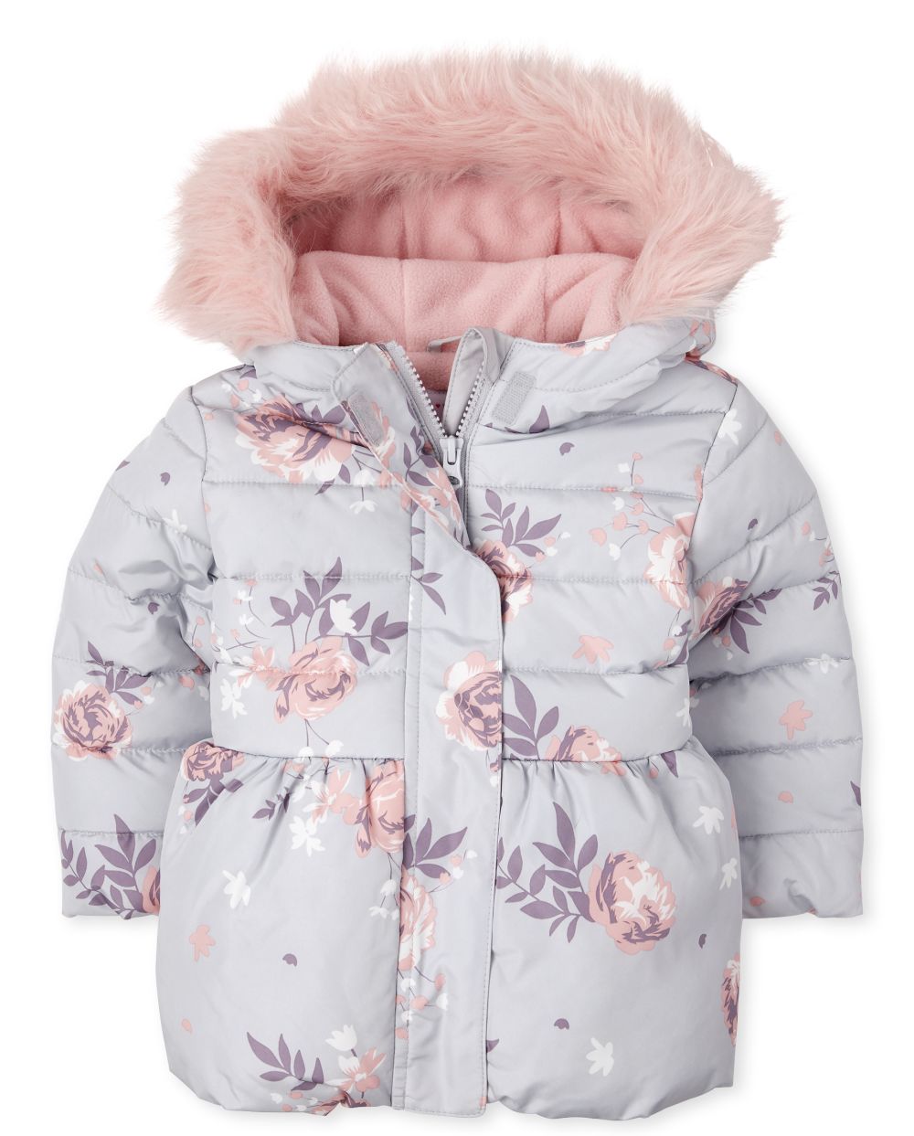 

s Toddler Floral Bubble Puffer Jacket - Blue - The Children's Place