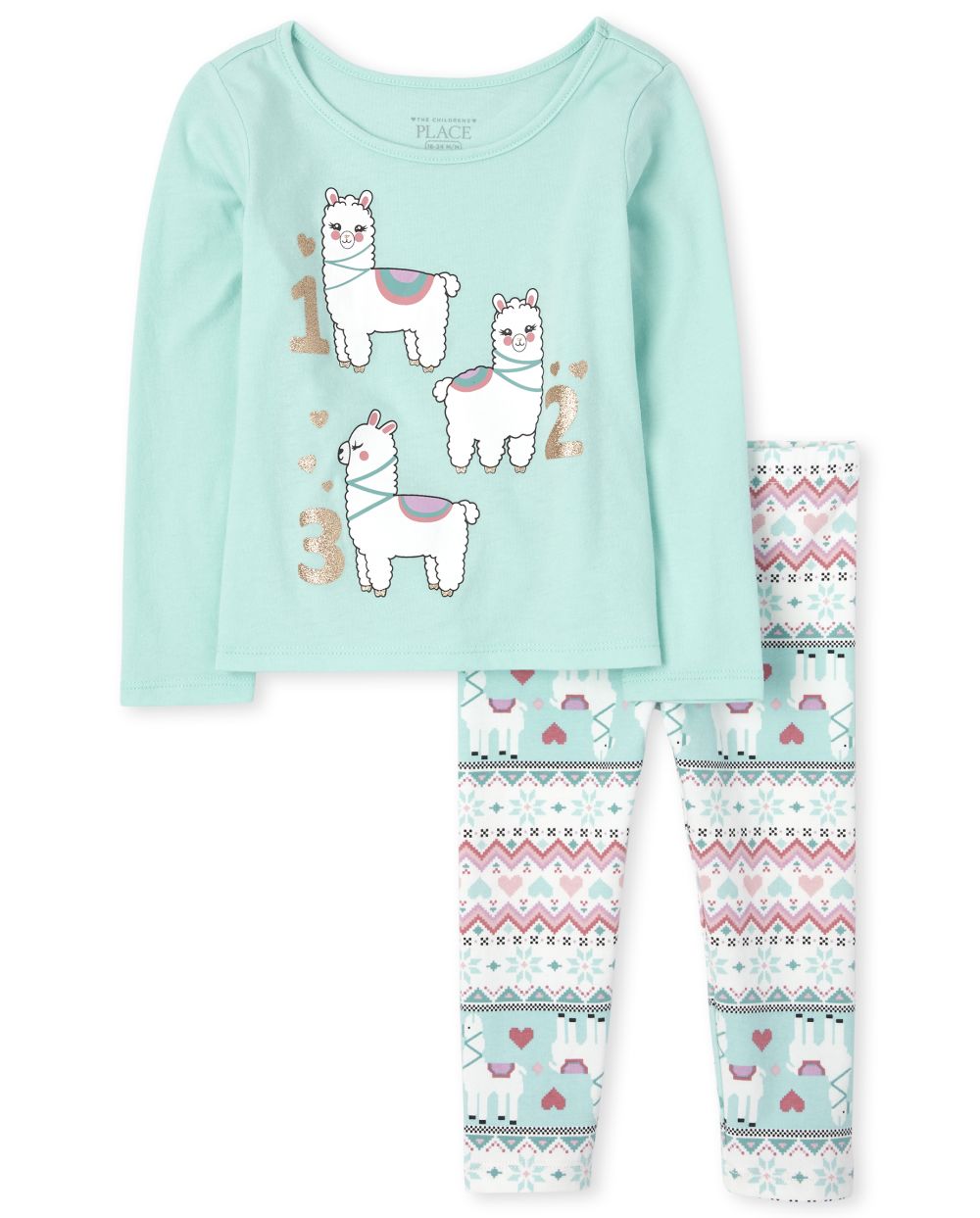 

Baby Girls Toddler Llama Fairisle Outfit Set - Green - The Children's Place