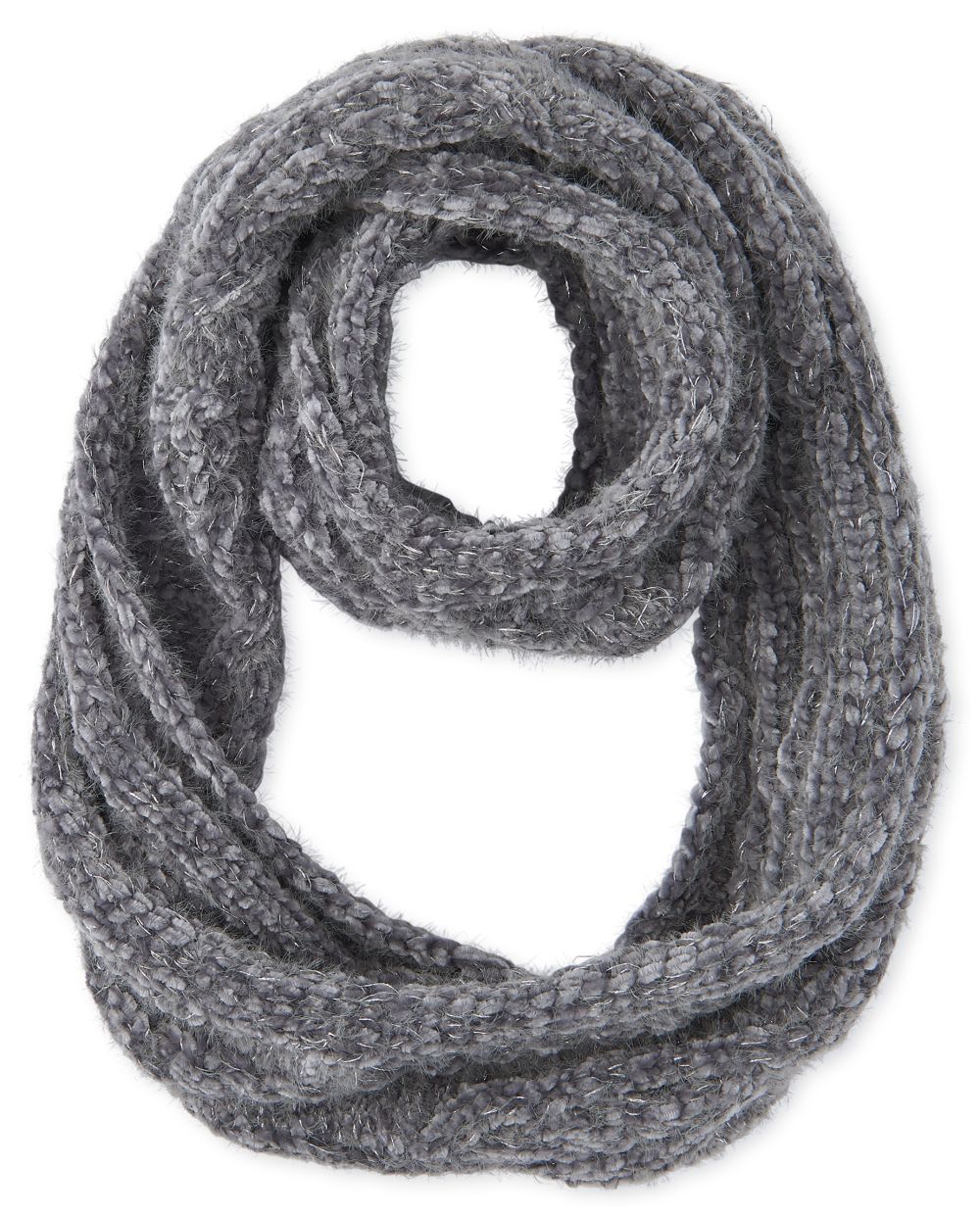 

Girls Cable Knit Chenille Infinity Scarf - Gray - The Children's Place