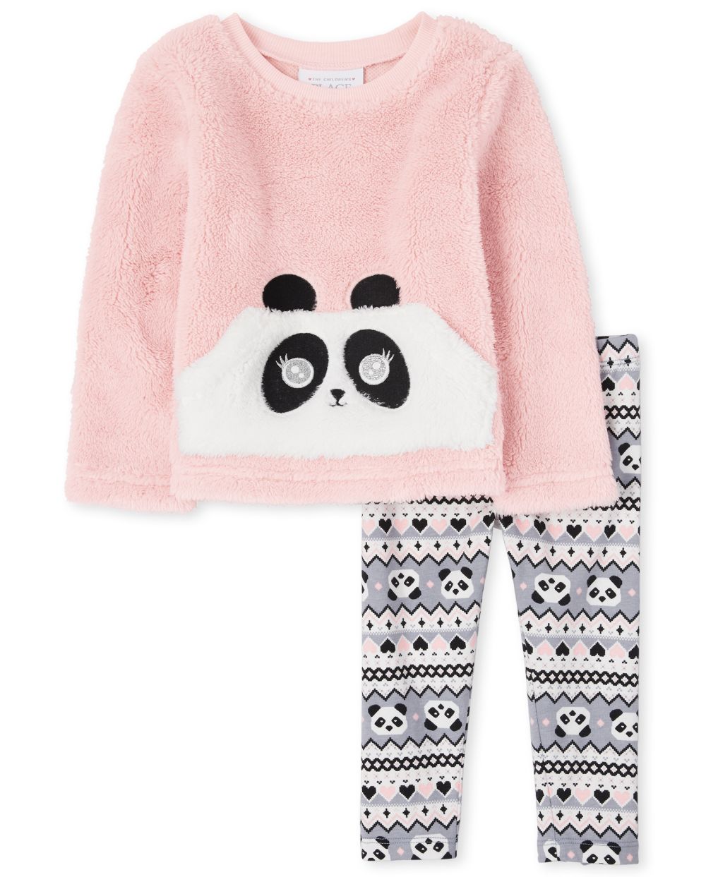 

Baby Girls Toddler Panda Fairisle Outfit Set - Pink - The Children's Place