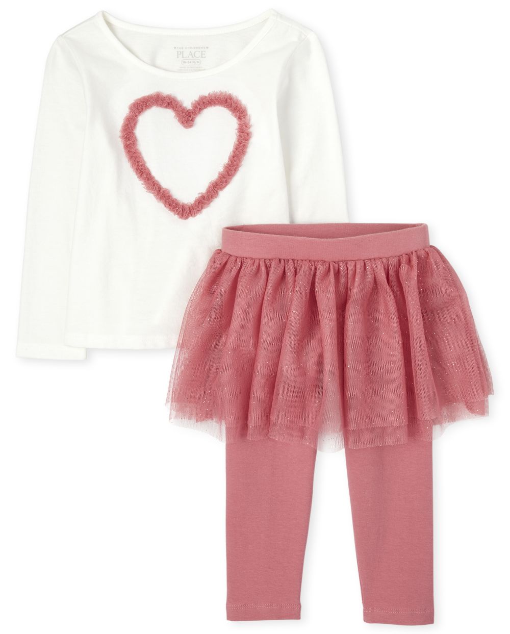 

Baby Girls Toddler Heart Tutu Outfit Set - White - The Children's Place