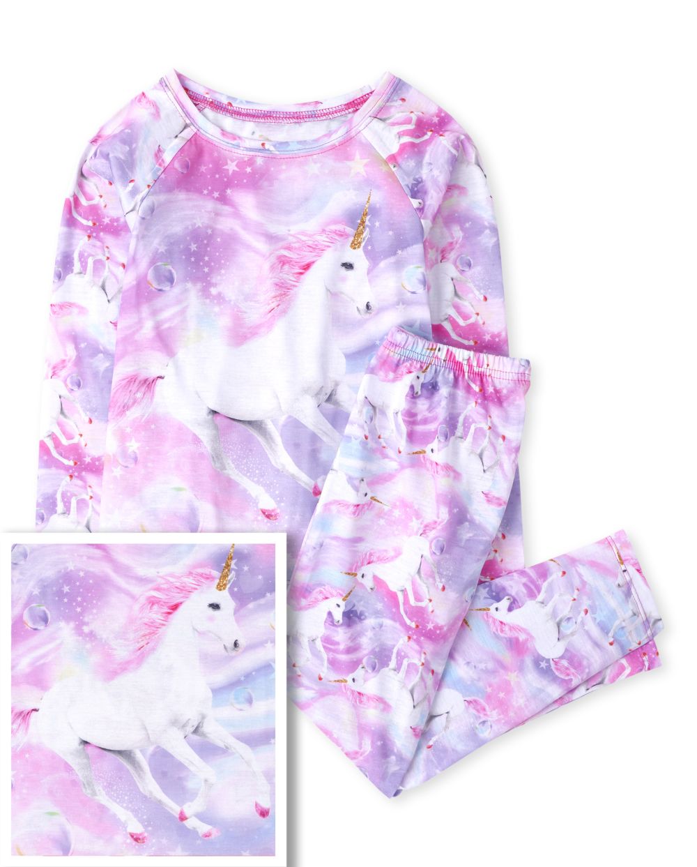

Girls Unicorn Tie Dye Pajamas - Pink - The Children's Place