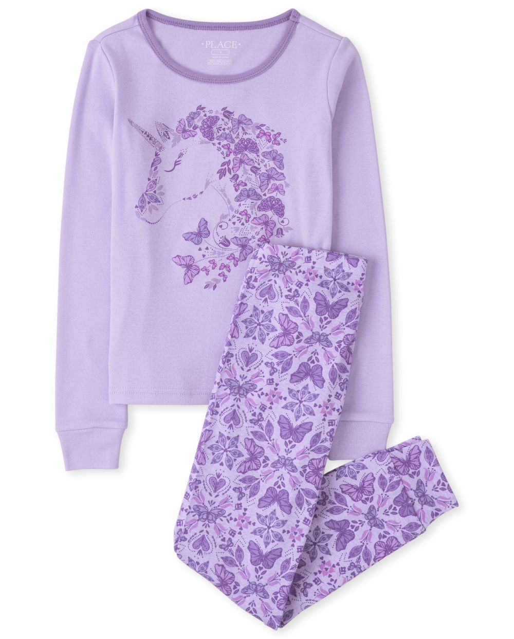 

Girls Butterfly Unicorn Snug Fit Cotton Pajamas - Purple - The Children's Place