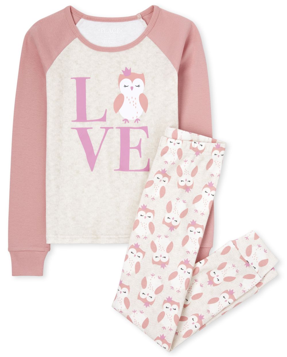 

Girls Owl Snug Fit Cotton Pajamas - Tan - The Children's Place