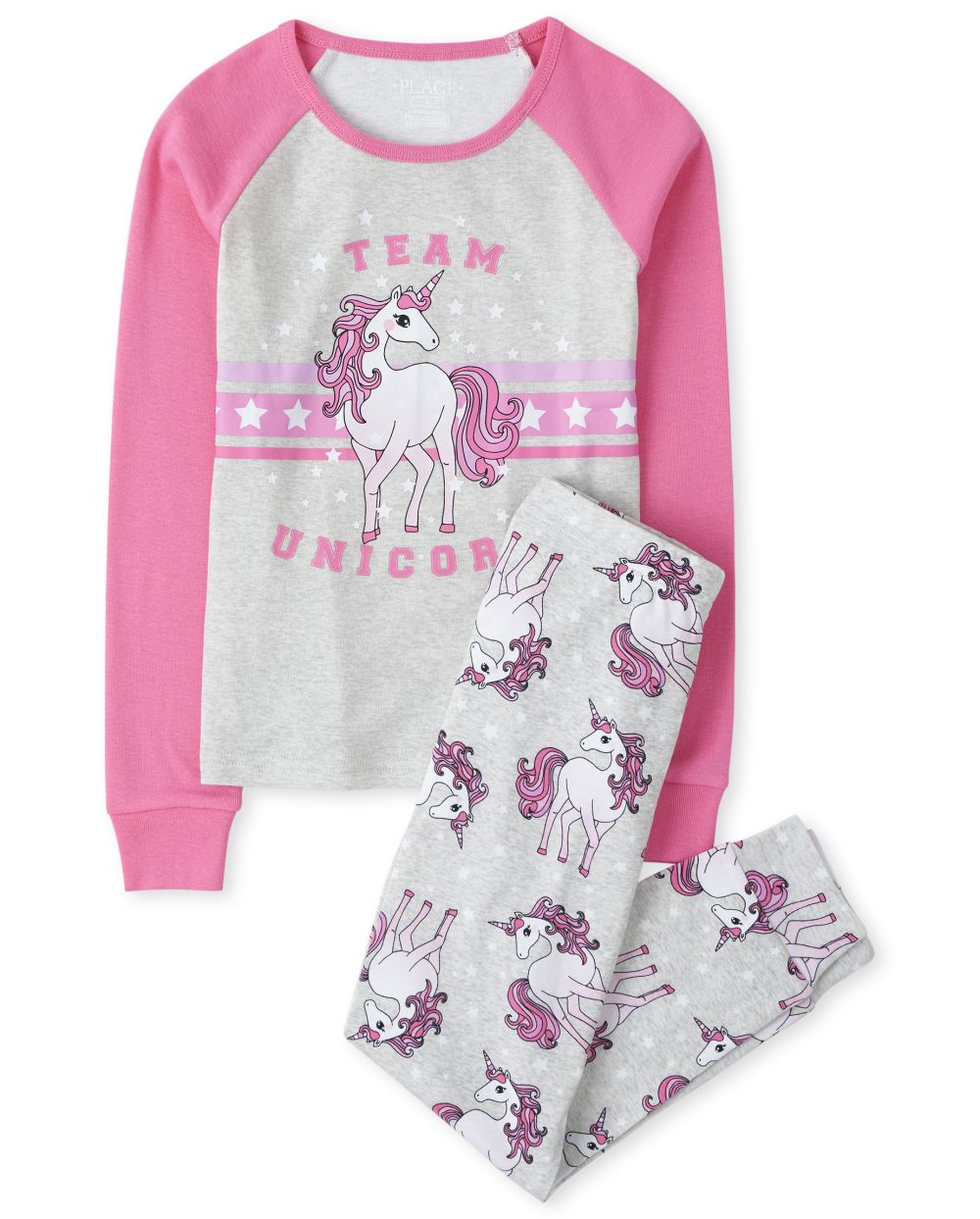 

Girls Team Unicorn Snug Fit Cotton Pajamas - Gray - The Children's Place