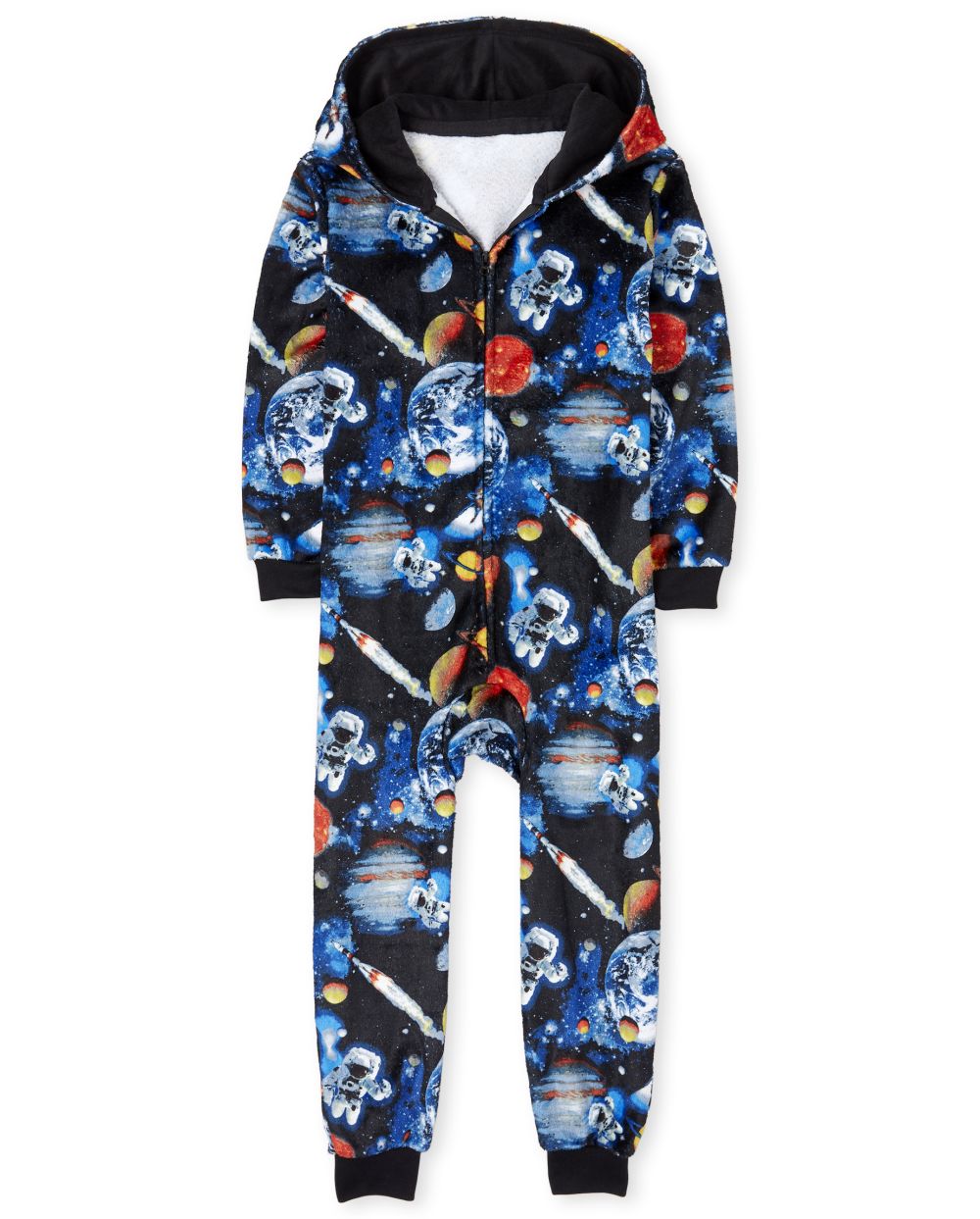

Boys Boys Space Fleece One Piece Pajamas - Black - The Children's Place