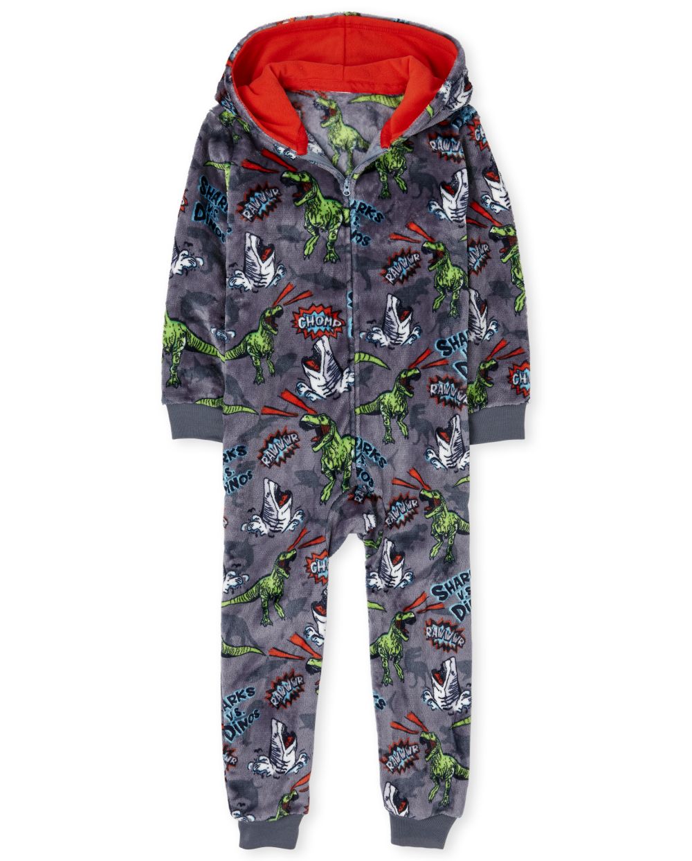 

s Boys Dino Fleece One Piece Pajamas - Blue - The Children's Place