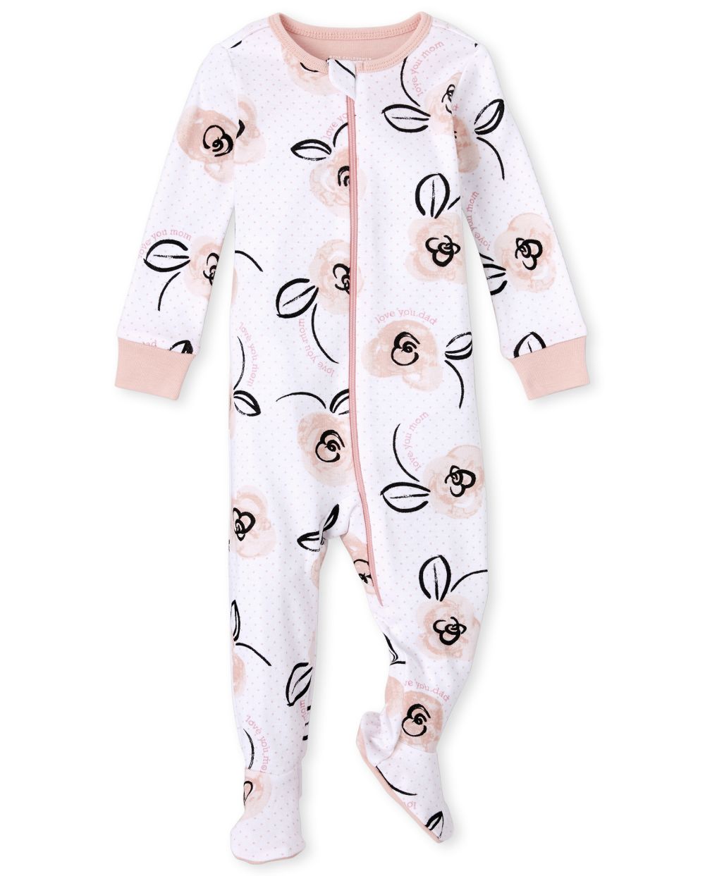 

s Baby And Toddler Floral Family Snug Fit Cotton One Piece Pajamas - White - The Children's Place