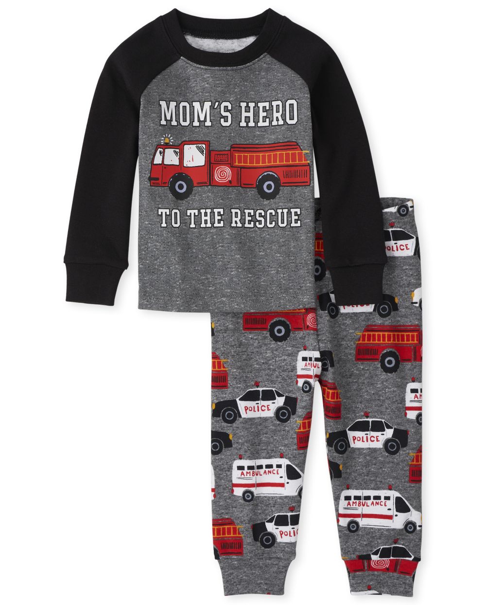 

s Baby And Toddler Boys Mom's Hero Snug Fit Cotton Pajamas - Gray - The Children's Place