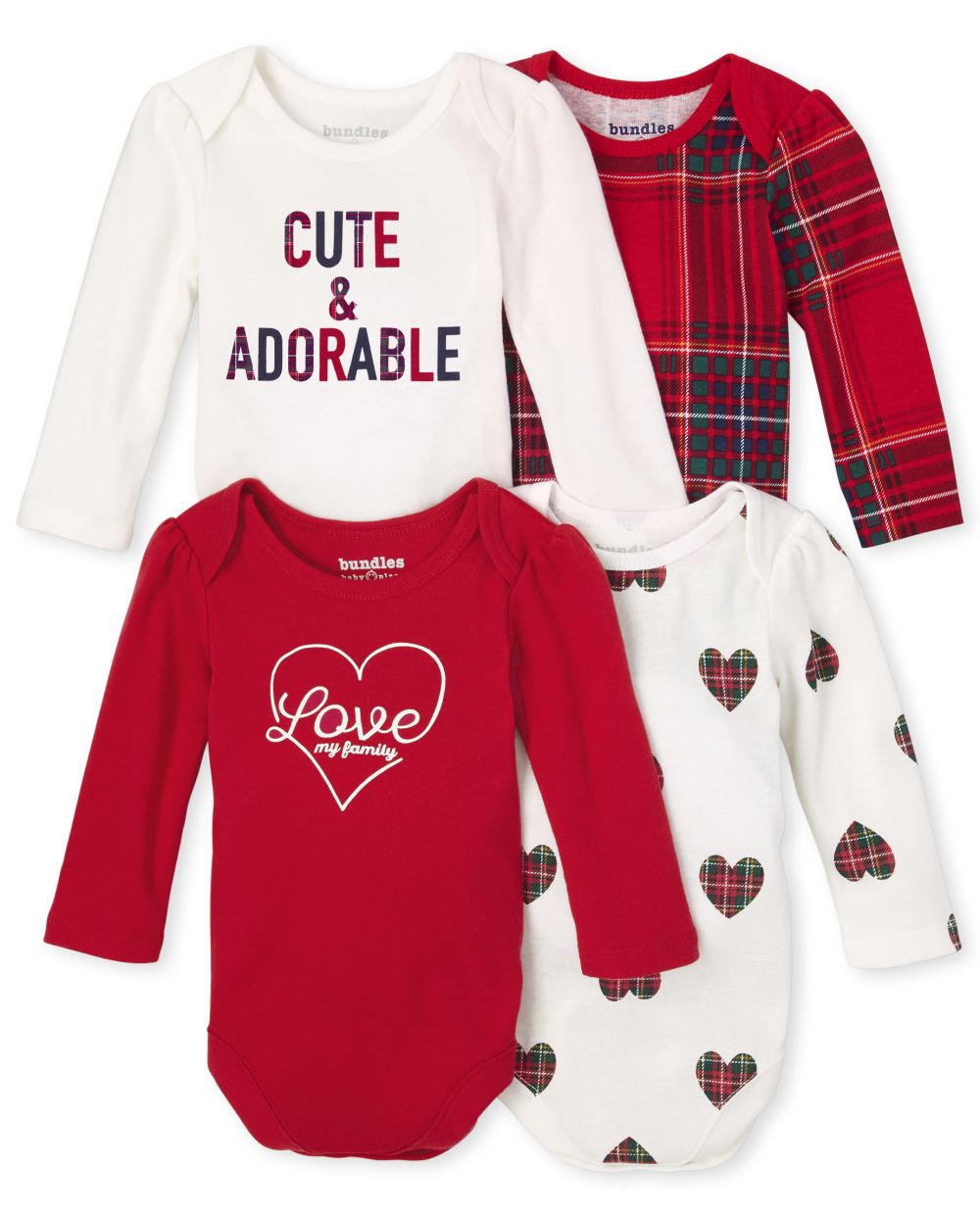 

s Baby Tartan Bodysuit 4-Pack - Red - The Children's Place