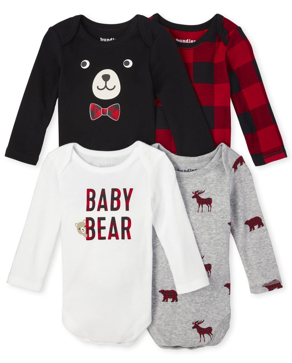 

Newborn Baby Boys Buffalo Plaid Bodysuit 4-Pack - Red - The Children's Place