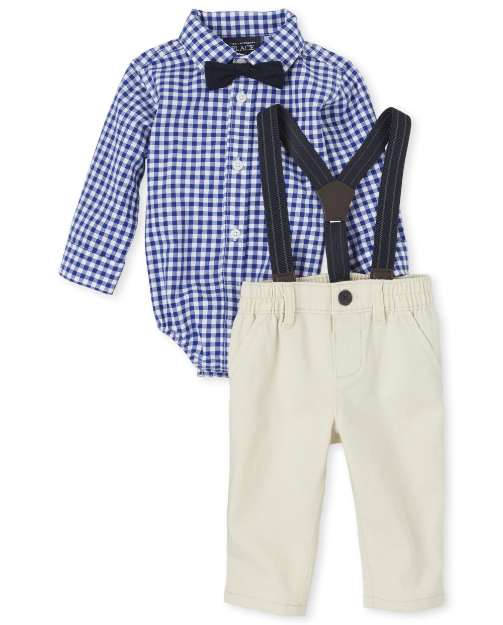 

Newborn Baby Boys Check Poplin Outfit Set - Blue - The Children's Place