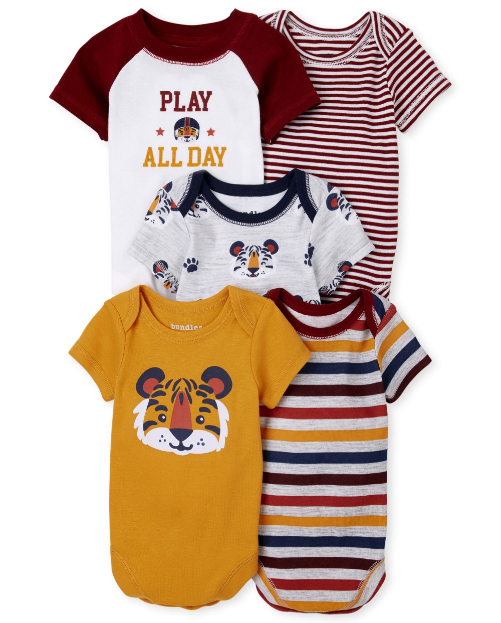 

Newborn Baby Boys Tiger Bodysuit 5-Pack - Orange - The Children's Place