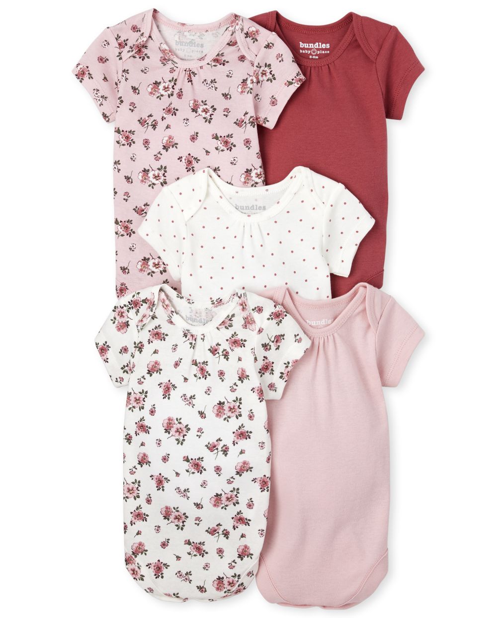 

s Baby Floral Essential Bodysuit 5-Pack - Pink - The Children's Place