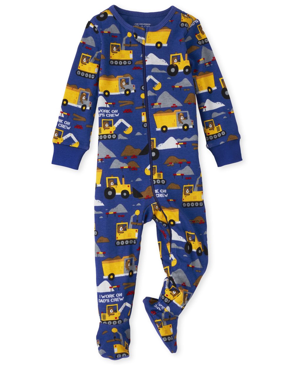 

s Baby And Toddler Boys Construction Snug Fit Cotton One Piece Pajamas - Blue - The Children's Place