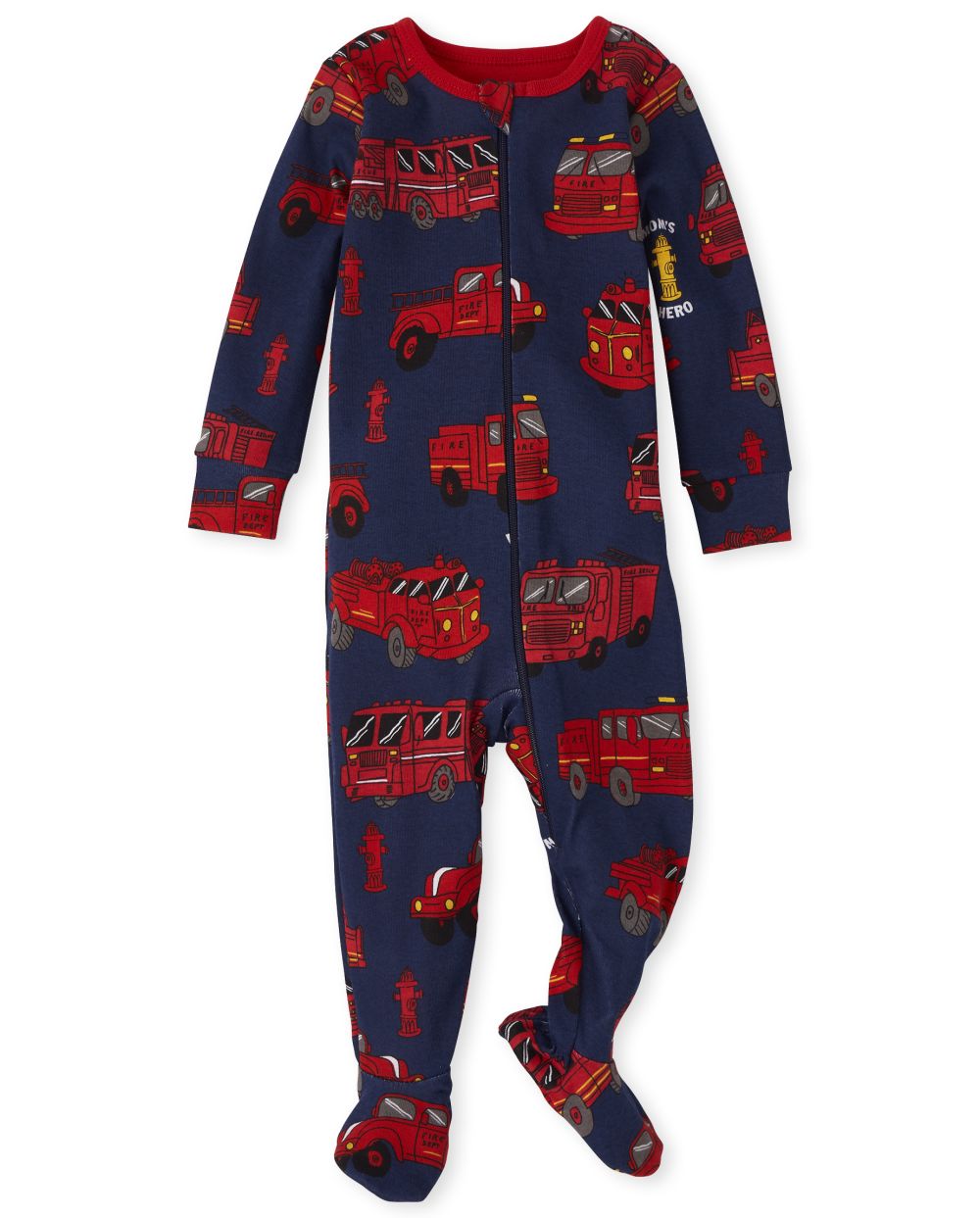 

s Baby And Toddler Boys Fire Truck Snug Fit Cotton One Piece Pajamas - Blue - The Children's Place