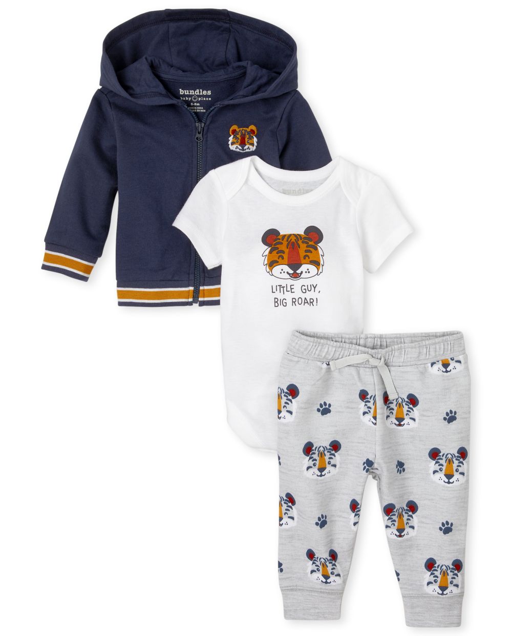 

Newborn Baby Boys Stay Tiger 3-Piece Playwear Set - Blue - The Children's Place
