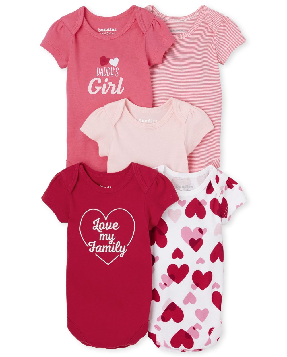 Newborn Baby Valentine's Day Bodysuit 5-Pack - Red - The Children's Place