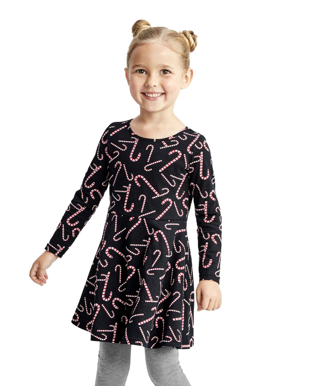 

s Baby And Toddler Candy Cane Skater Dress - Black - The Children's Place