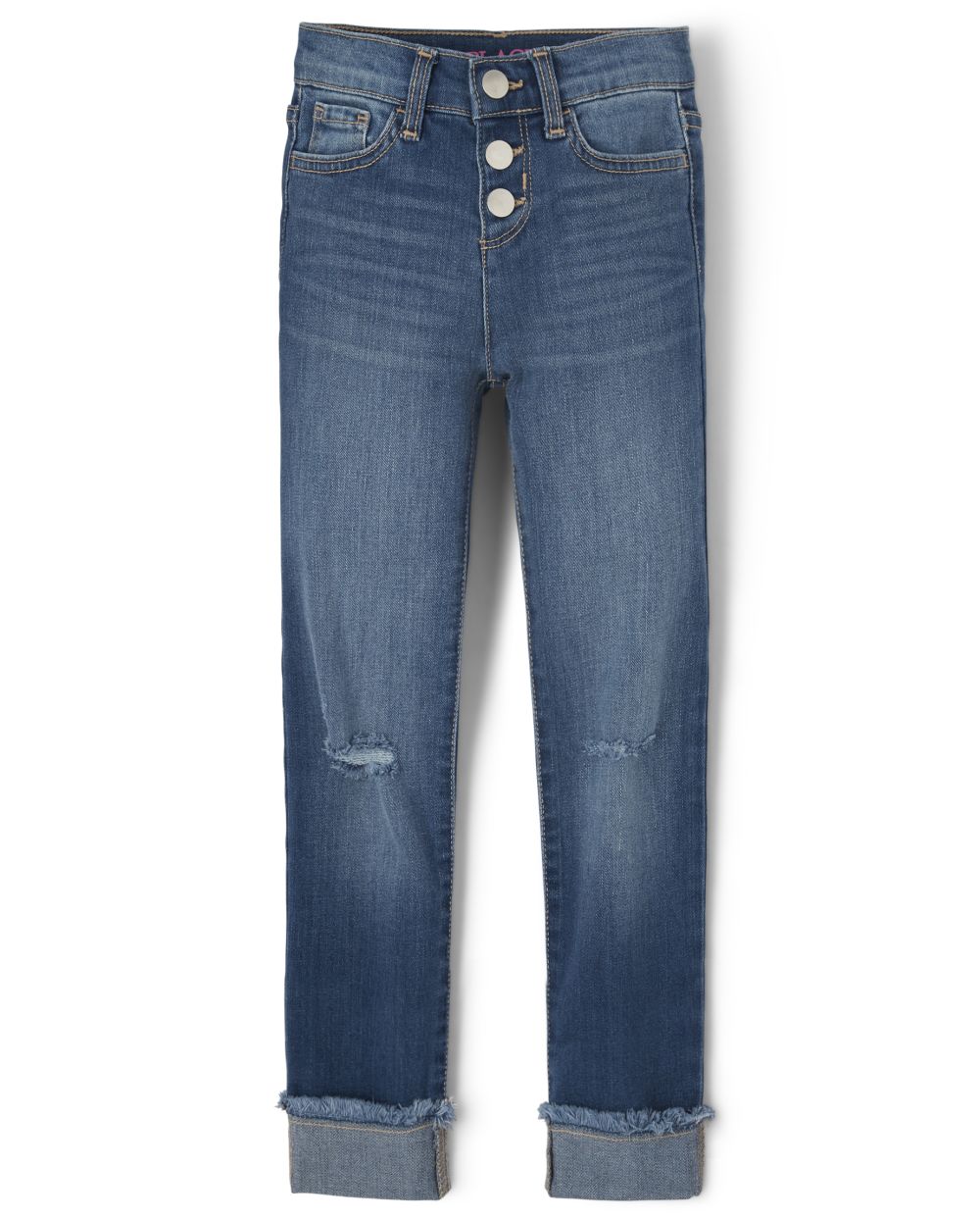 

s Frayed Cuff Distressed Denim Straight Jeans - The Children's Place