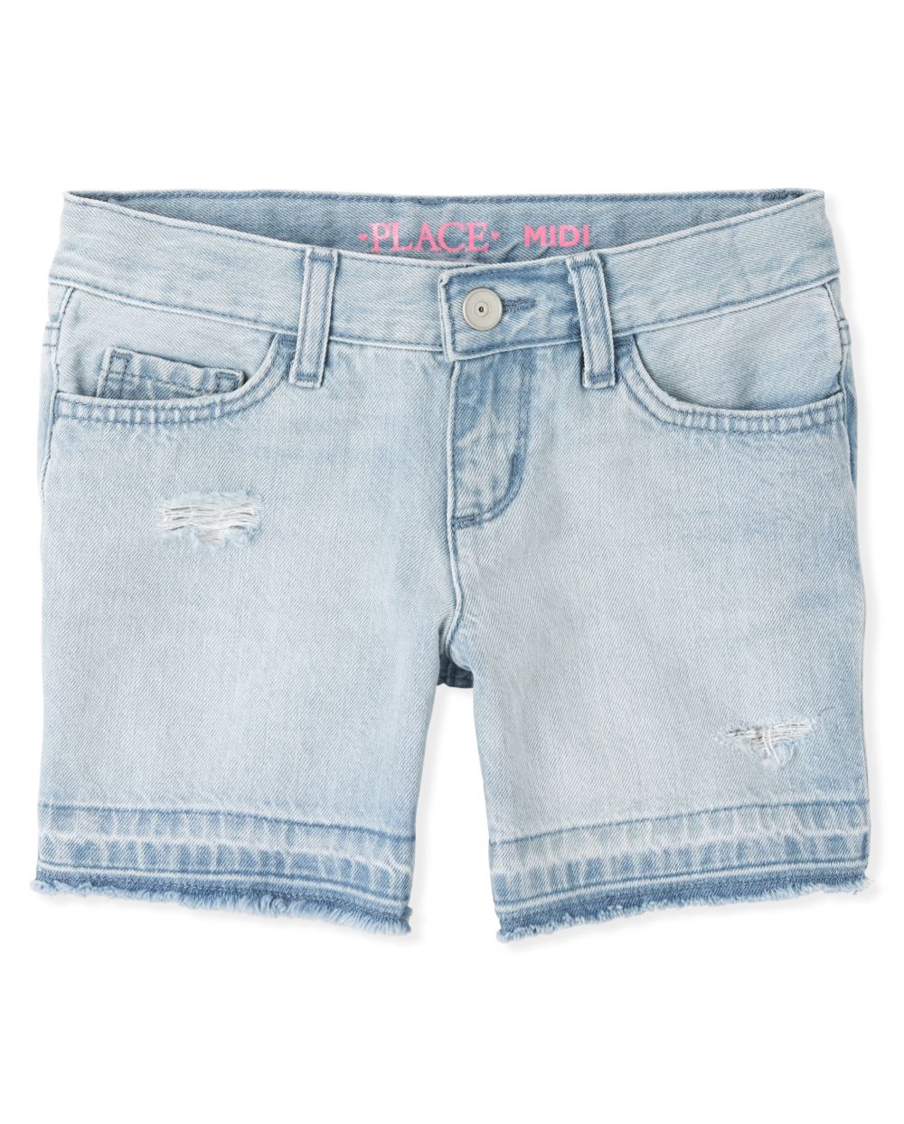 

s Let Down Hem Distressed Denim Midi Shorts - The Children's Place