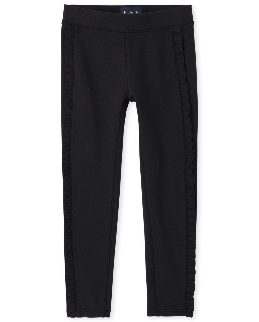 

Girls Ruffle Ponte Knit Pull On Jeggings - Black - The Children's Place