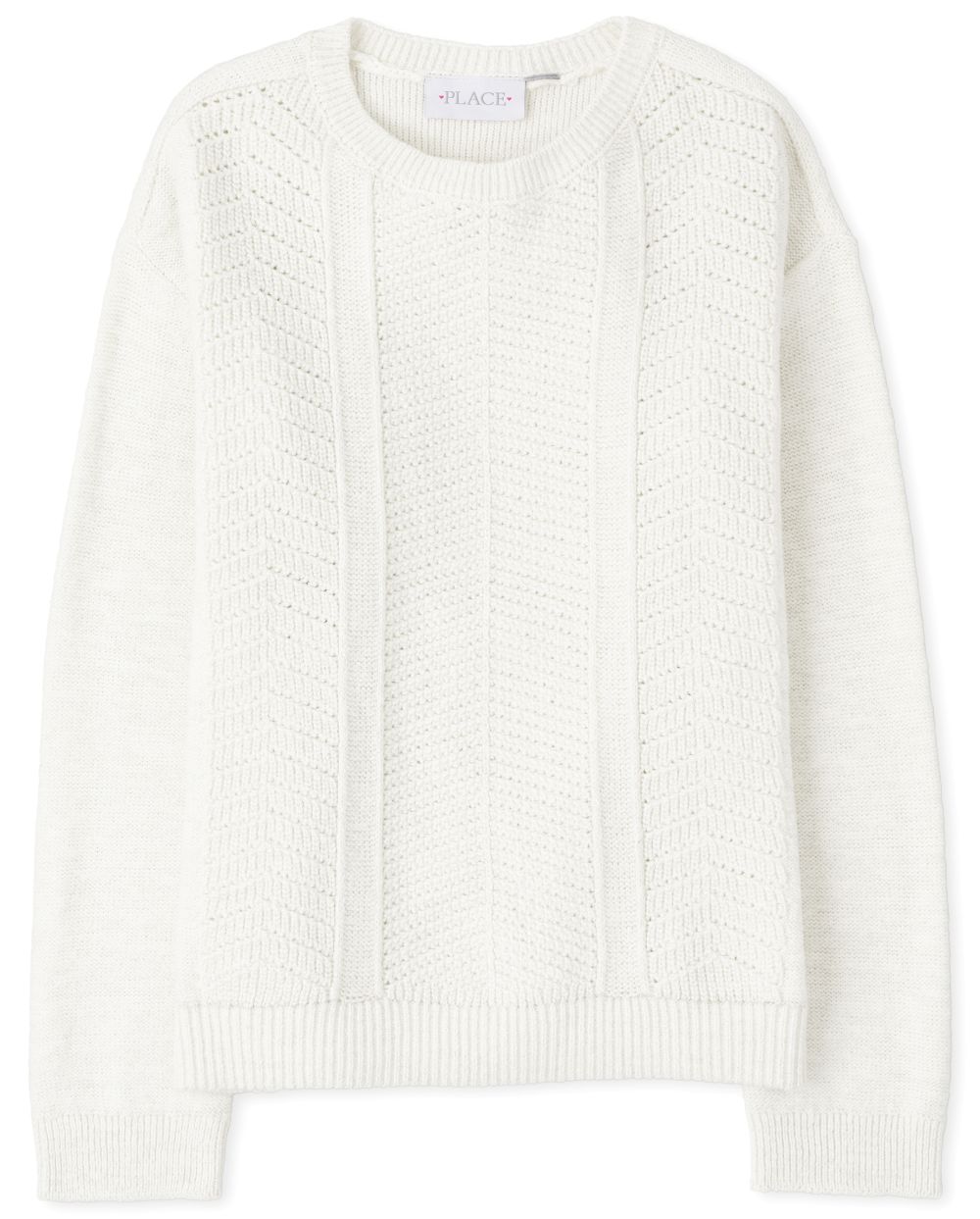 

Girls Stitched Sweater - White - The Children's Place
