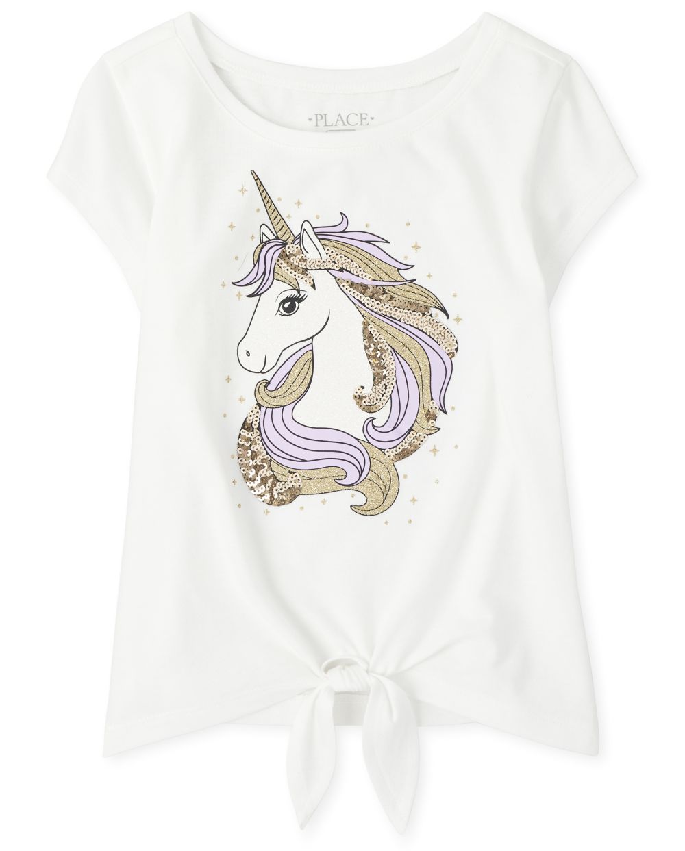 

Girls Graphic Tie Front Top - White - The Children's Place