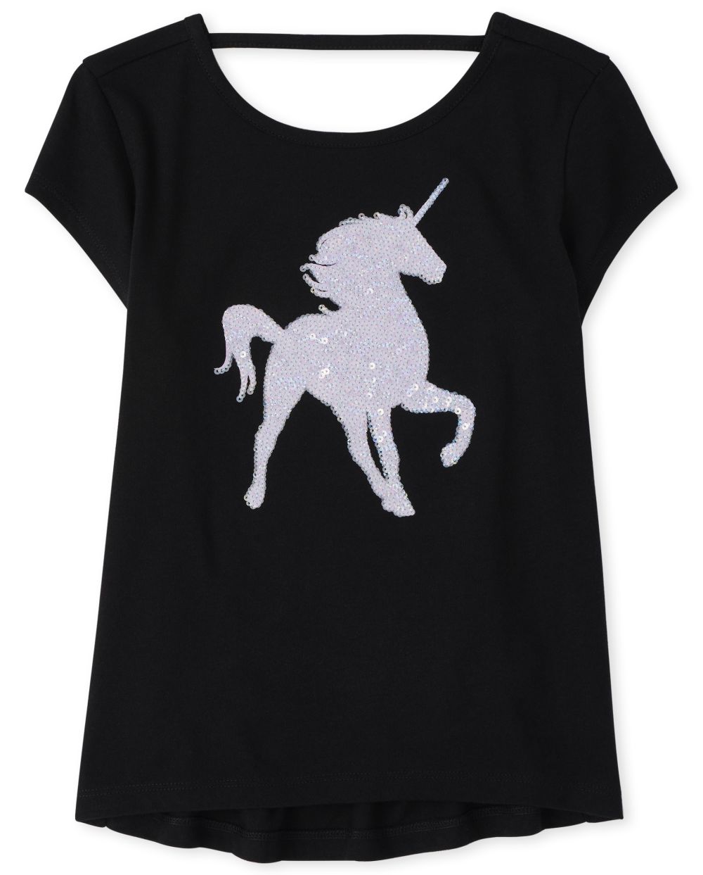 

Girls Graphic Cut Out Top - Black - The Children's Place