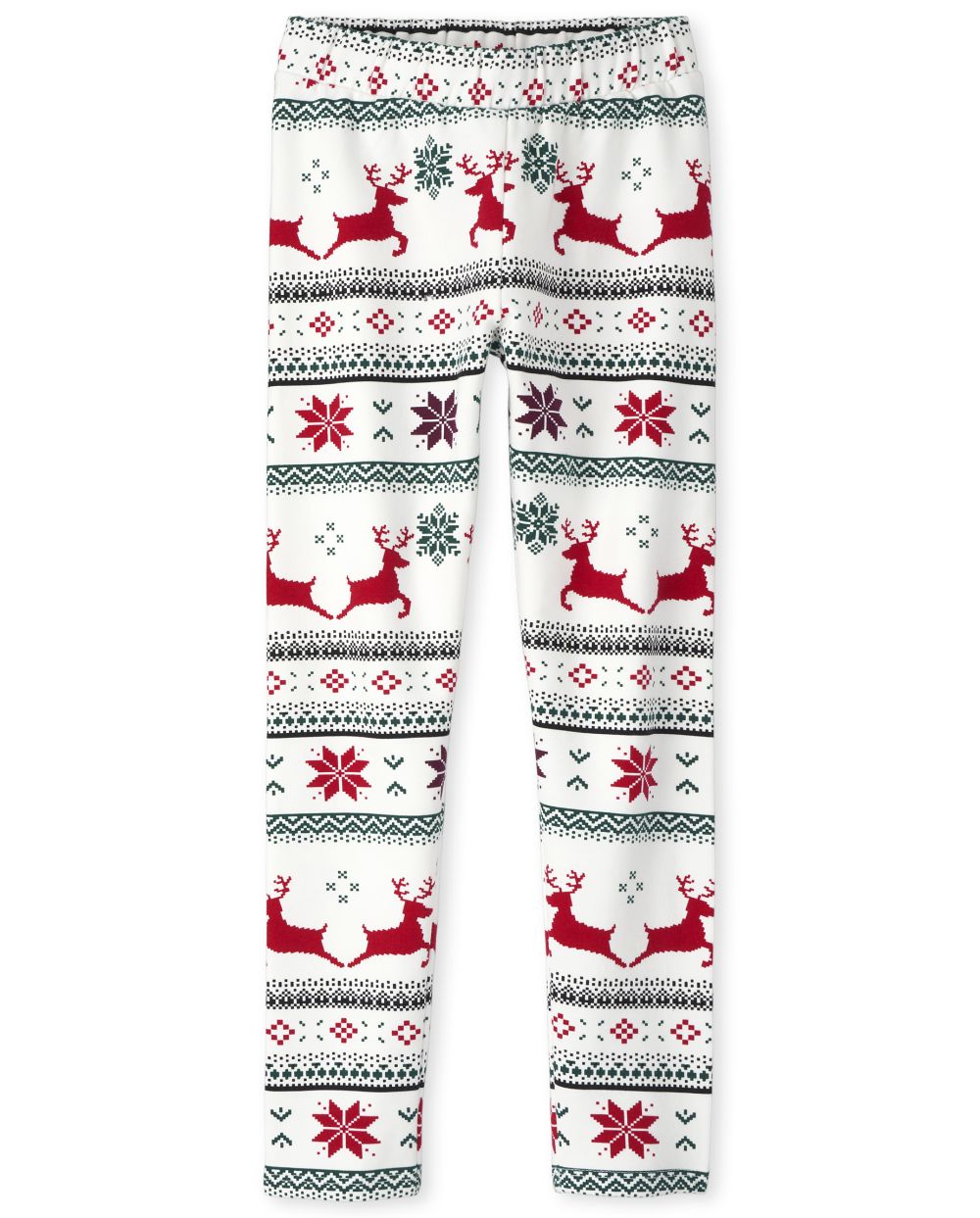 

Girls Christmas Fairisle Fleece Lined Cozy Leggings - Red - The Children's Place