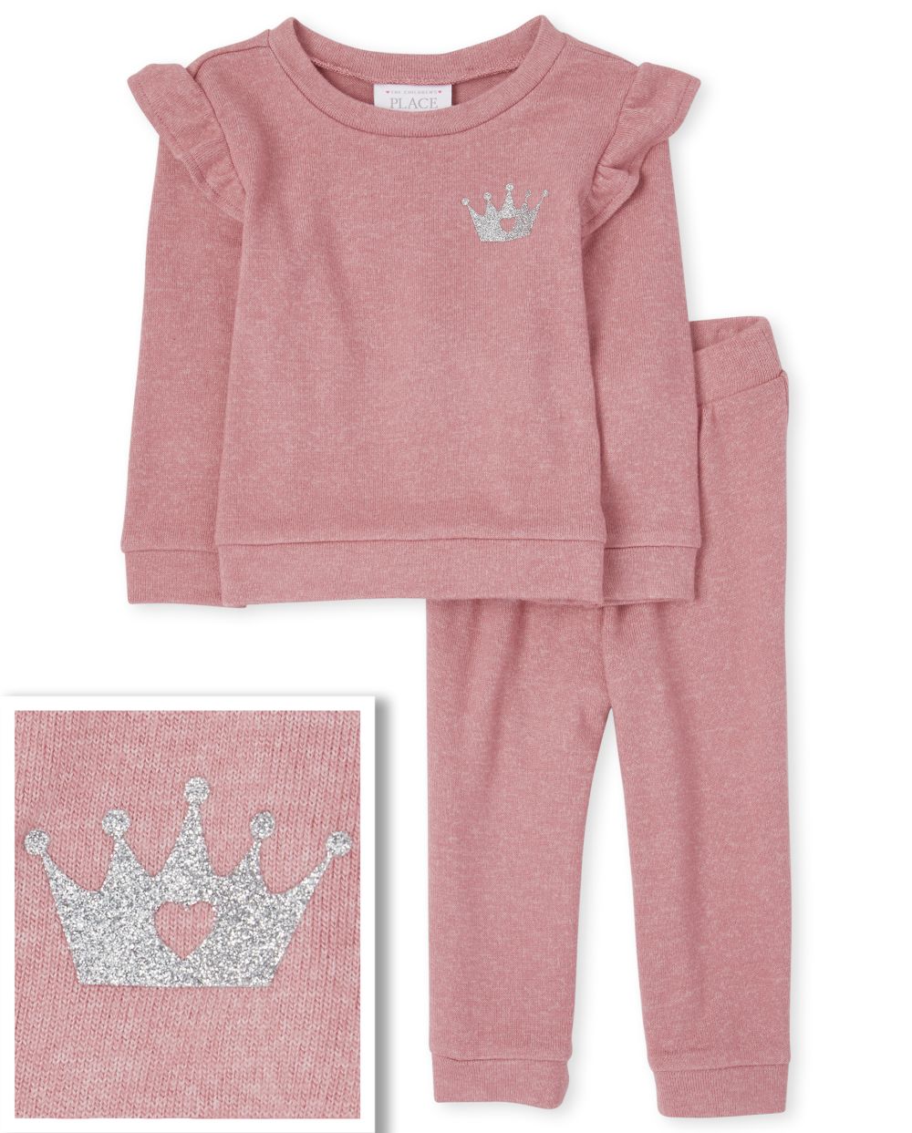 

Baby Girls Toddler Crown Lightweight Sweater Outfit Set - Pink - The Children's Place