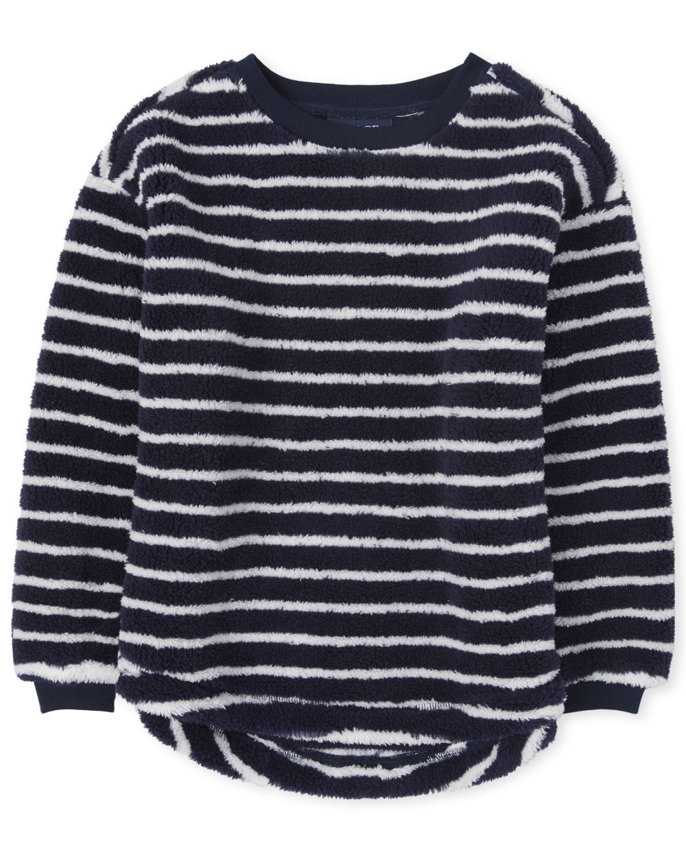 

Girls Striped Sherpa Sweatshirt - Blue - The Children's Place