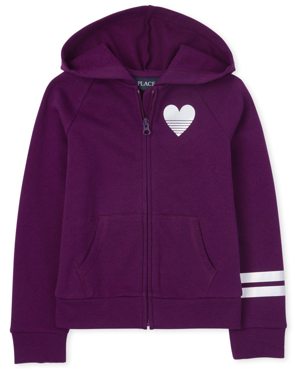 

Girls Active Foil French Terry Zip Up Hoodie - Purple - The Children's Place