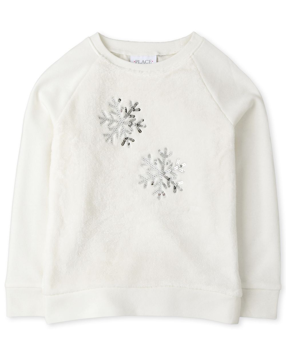 

Girls Active Snowflake Faux Fur Sweatshirt - White - The Children's Place