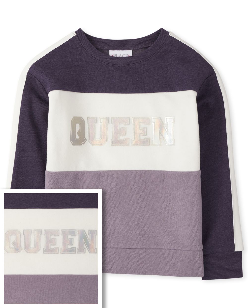 

Girls Colorblock French Terry Sweatshirt - Purple - The Children's Place