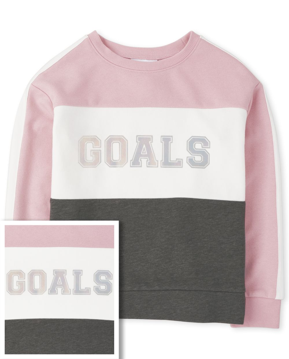 

Girls Colorblock French Terry Sweatshirt - Pink - The Children's Place
