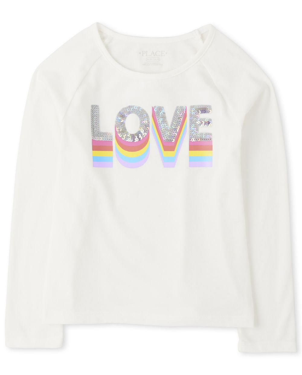 

Girls Rainbow Raglan Top - White - The Children's Place