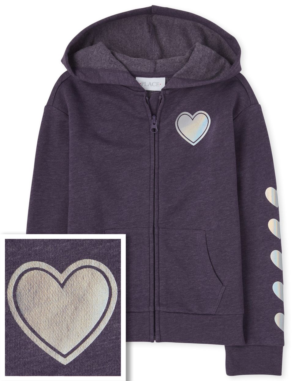 

Girls French Terry Zip Up Hoodie - Purple - The Children's Place