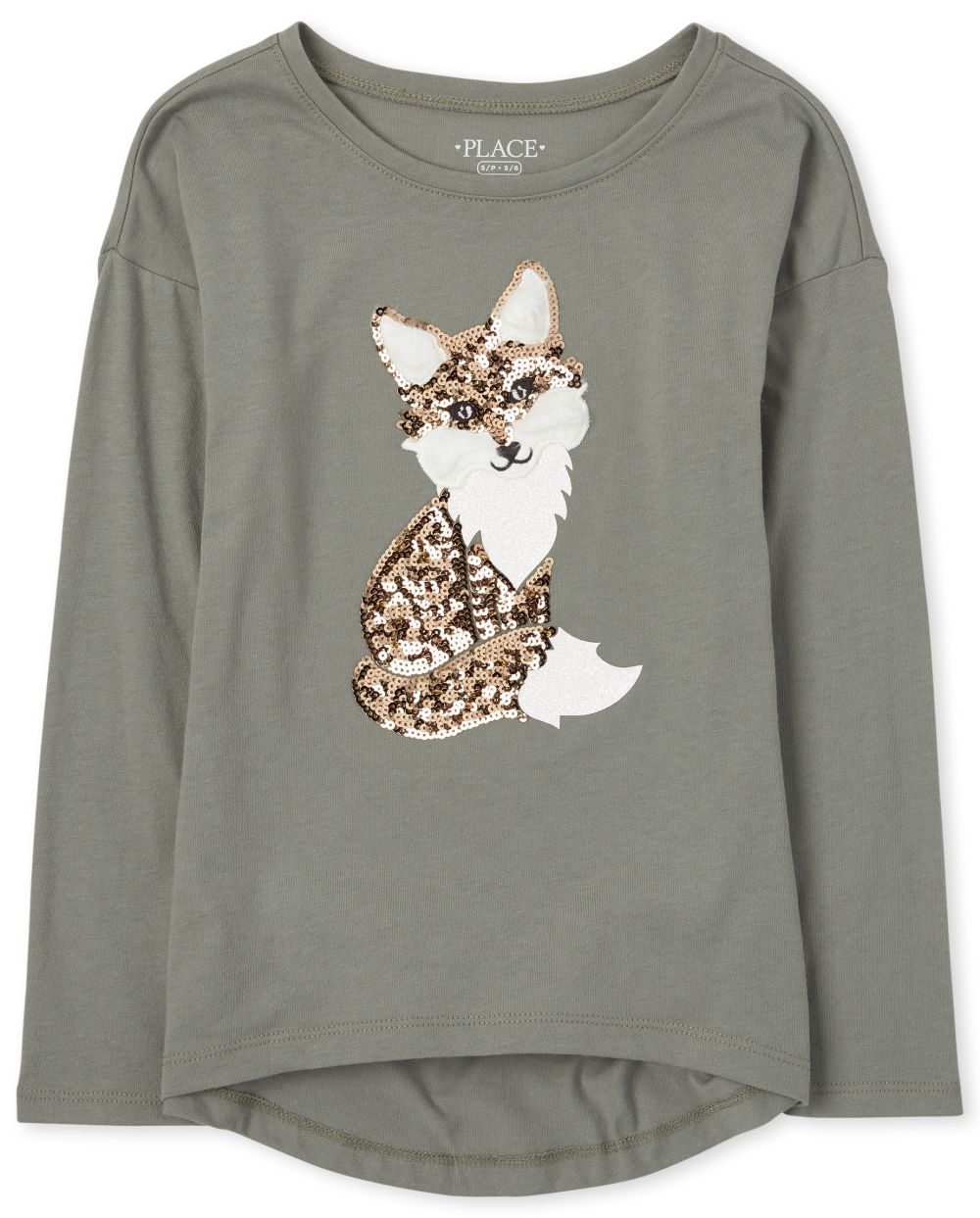 

Girls Faux Fur Fox High Low Legging Top - Green - The Children's Place