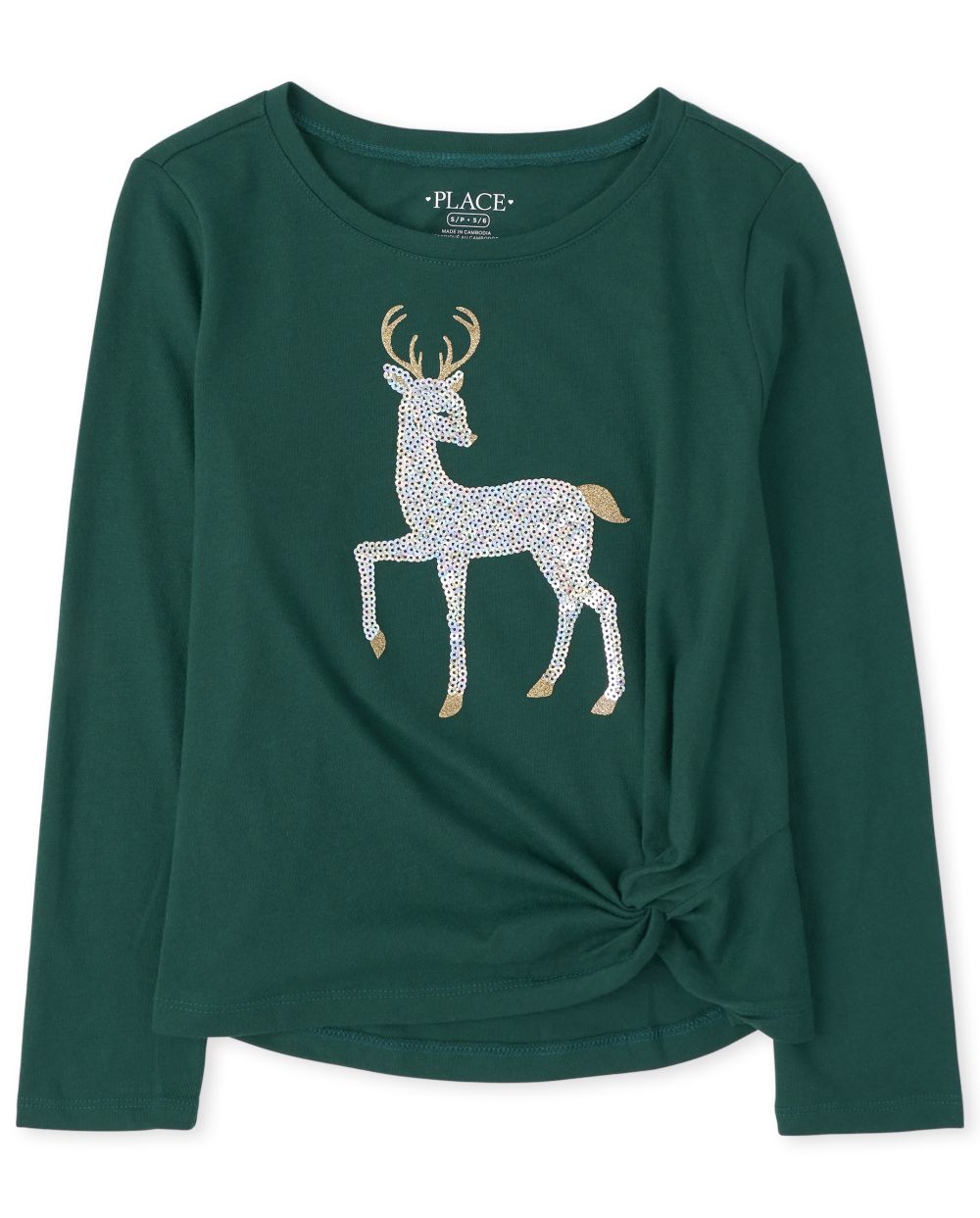 

Girls Sequin Twist Front Top - Green - The Children's Place