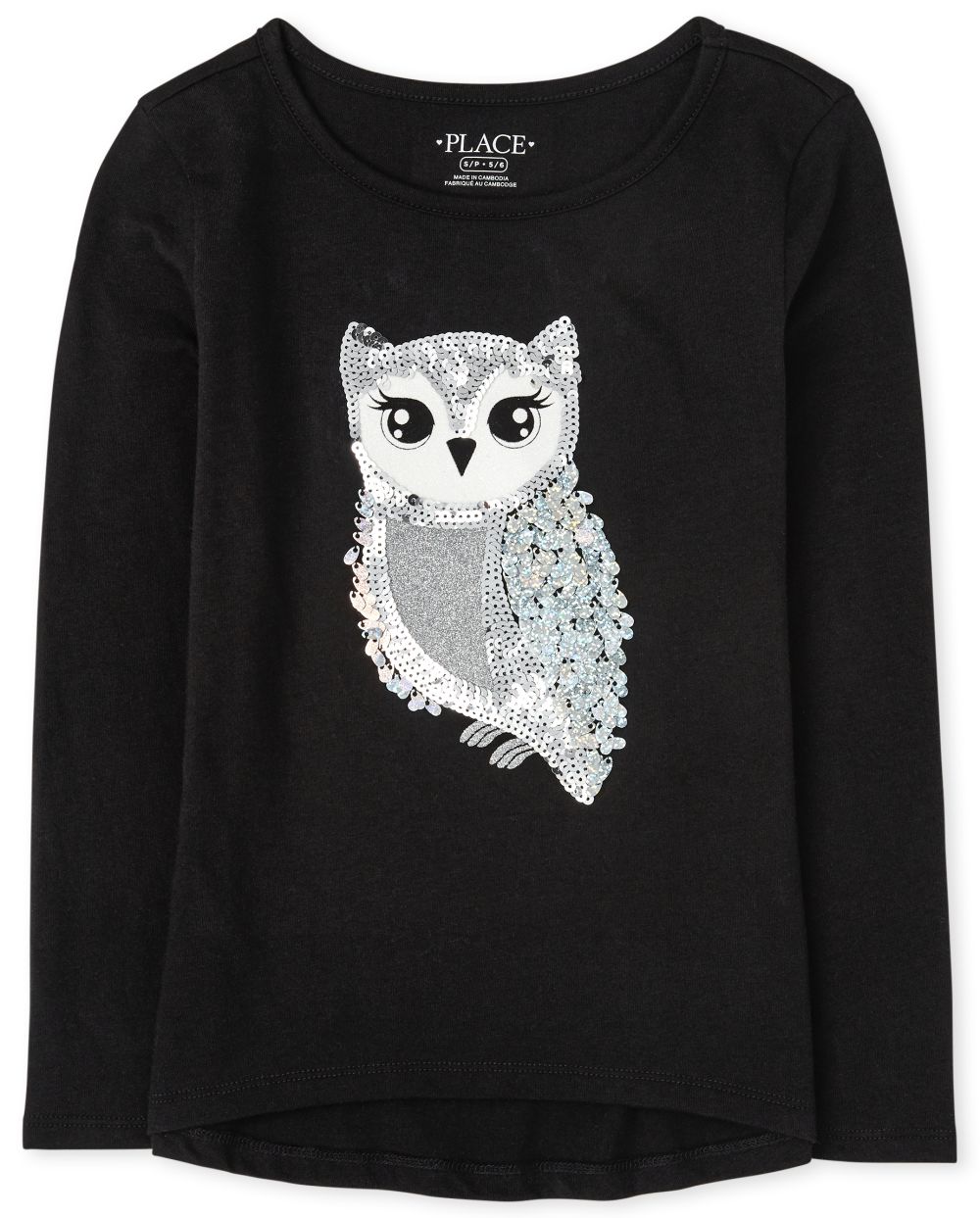 

Girls Embellished High Low Top - Black - The Children's Place