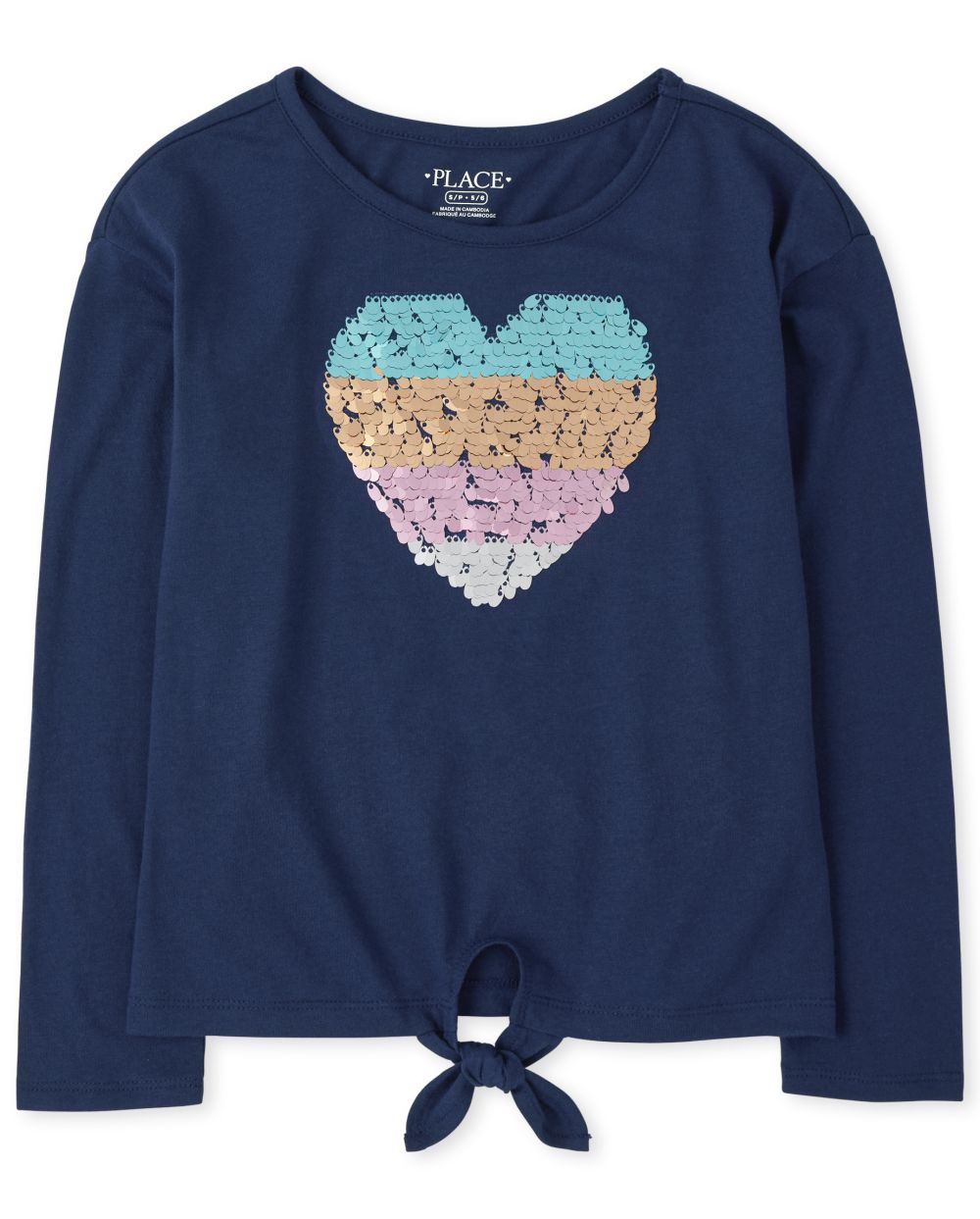

Girls Flip Sequin Tie Front Top - Blue - The Children's Place