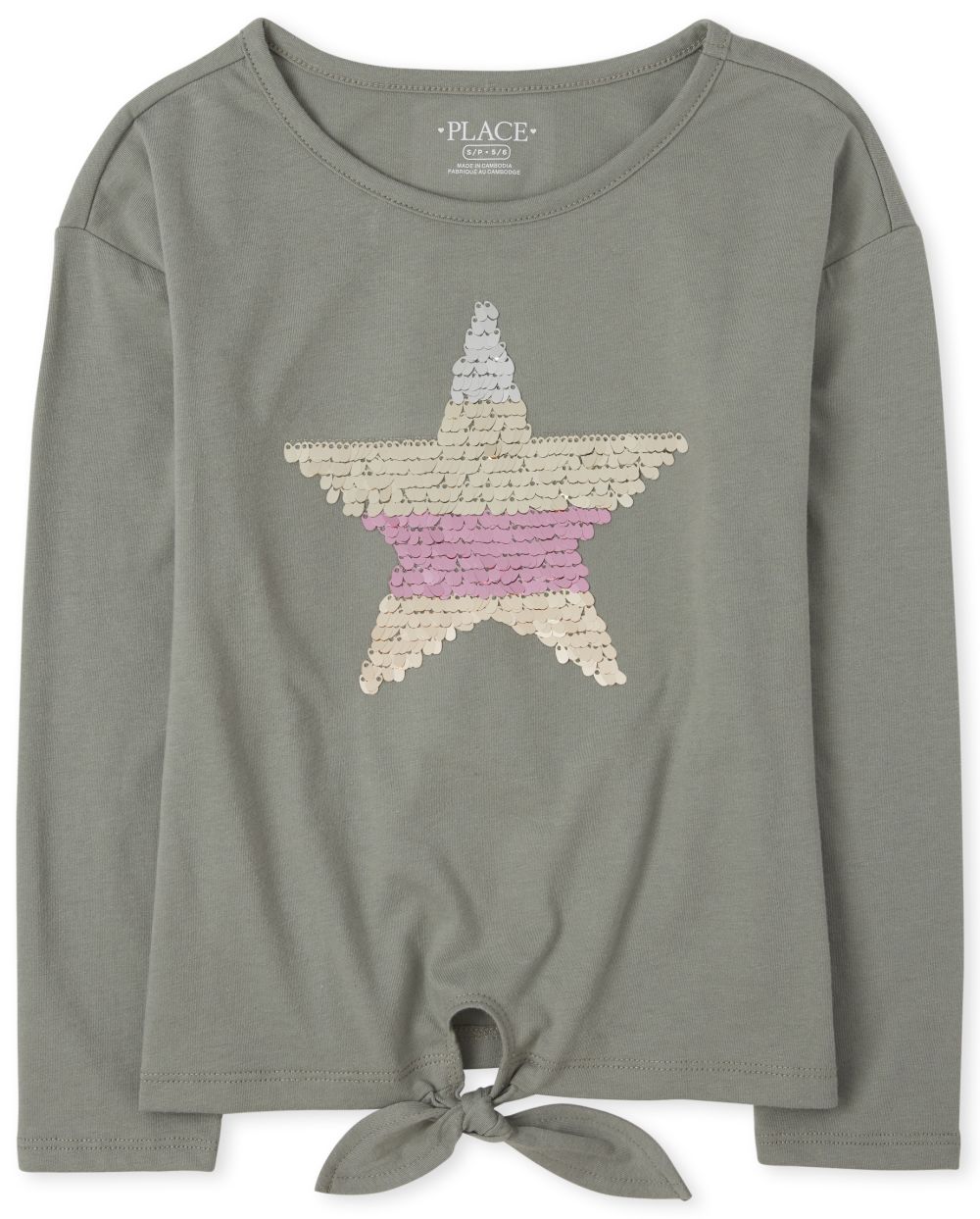

Girls Flip Sequin Tie Front Top - Green - The Children's Place