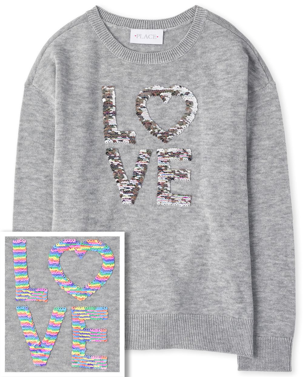 

Girls Flip Sequin Sweater - Gray - The Children's Place