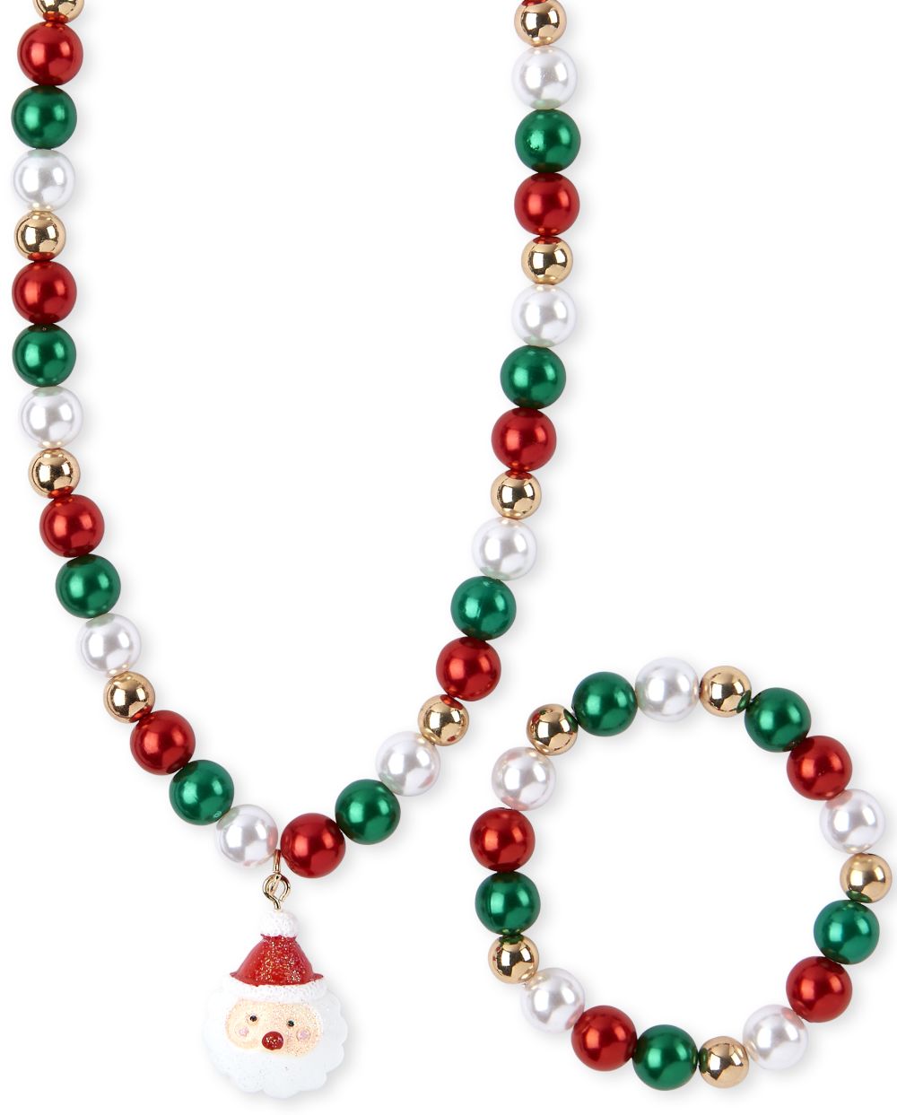 

Girls Santa Beaded Necklace And Bracelet Set - Multi - The Children's Place