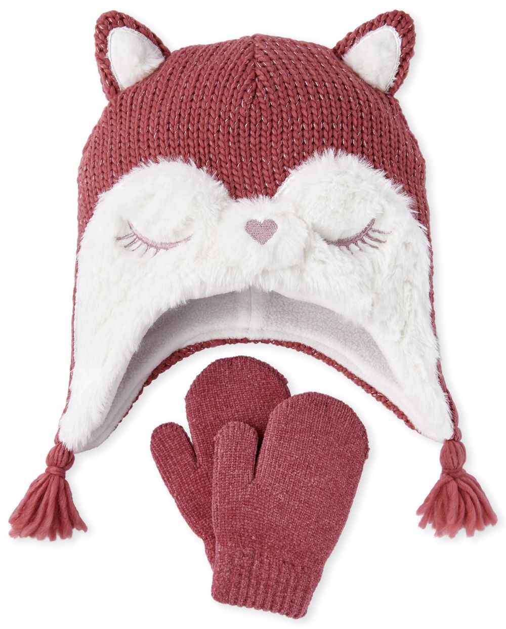 

s Toddler Fox Hat And Mittens Set - Pink - The Children's Place