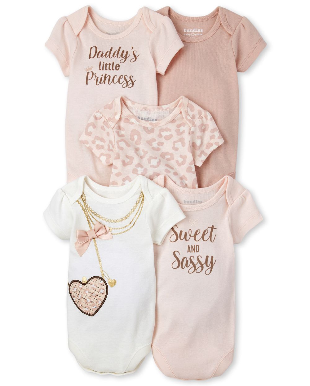 

s Baby Leopard Bodysuit 5-Pack - Pink - The Children's Place